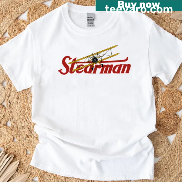 Vintage graphic of a Stearman bi-plane on a T-shirt