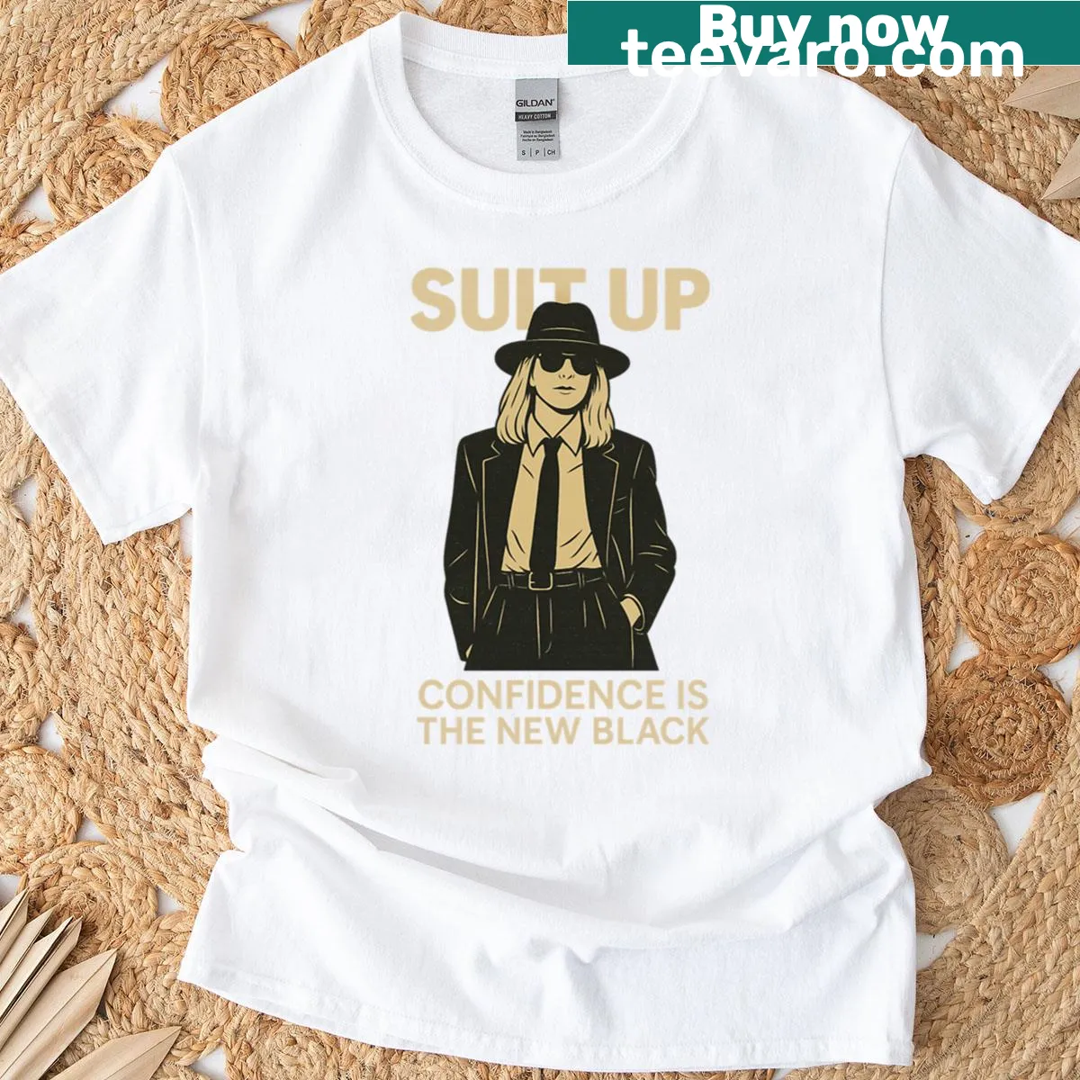 Inspirational T-shirt with 'Confidence Is The New Black' typography — on a men's t-shirt