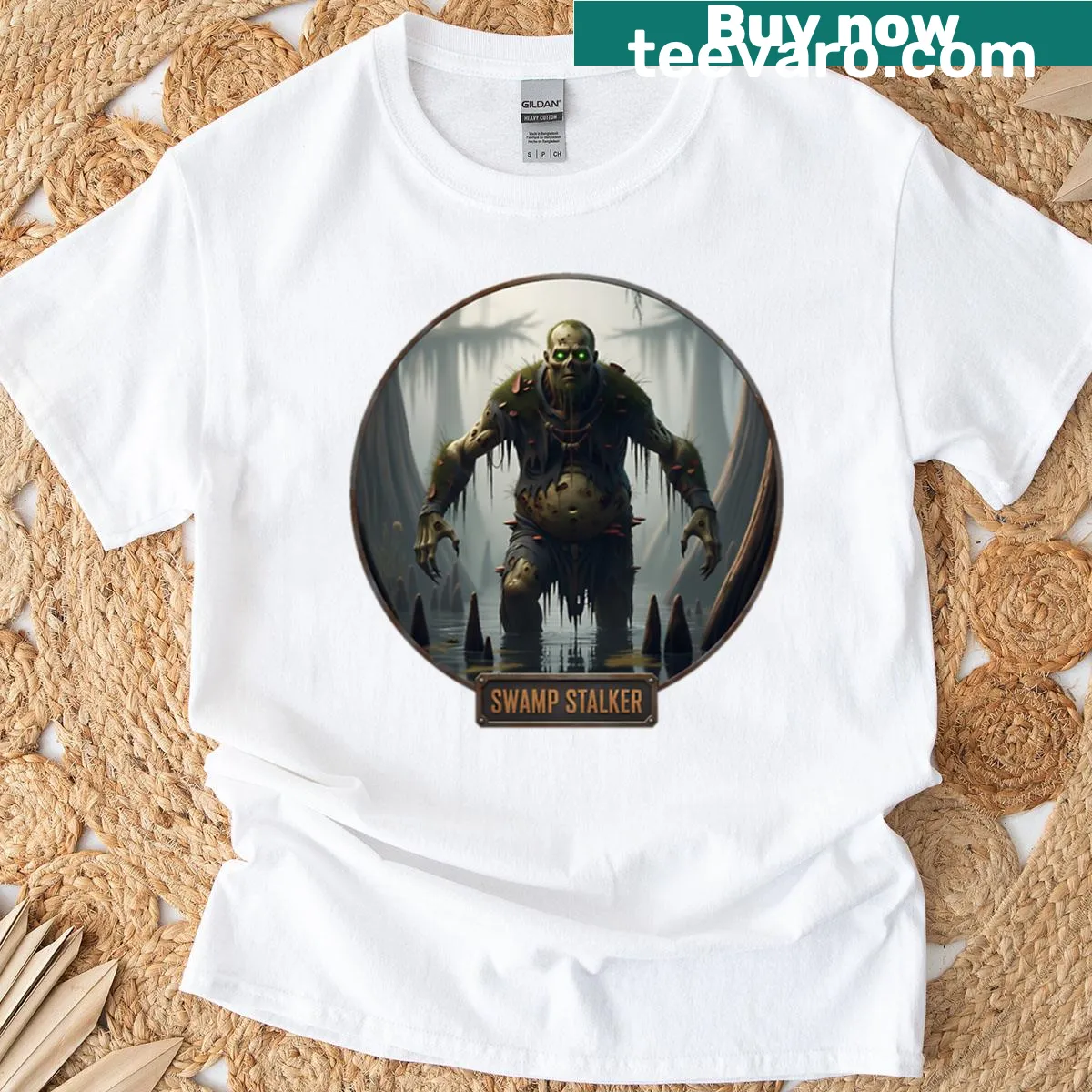 Zombie graphic T-shirt with horror theme — on a men's t-shirt