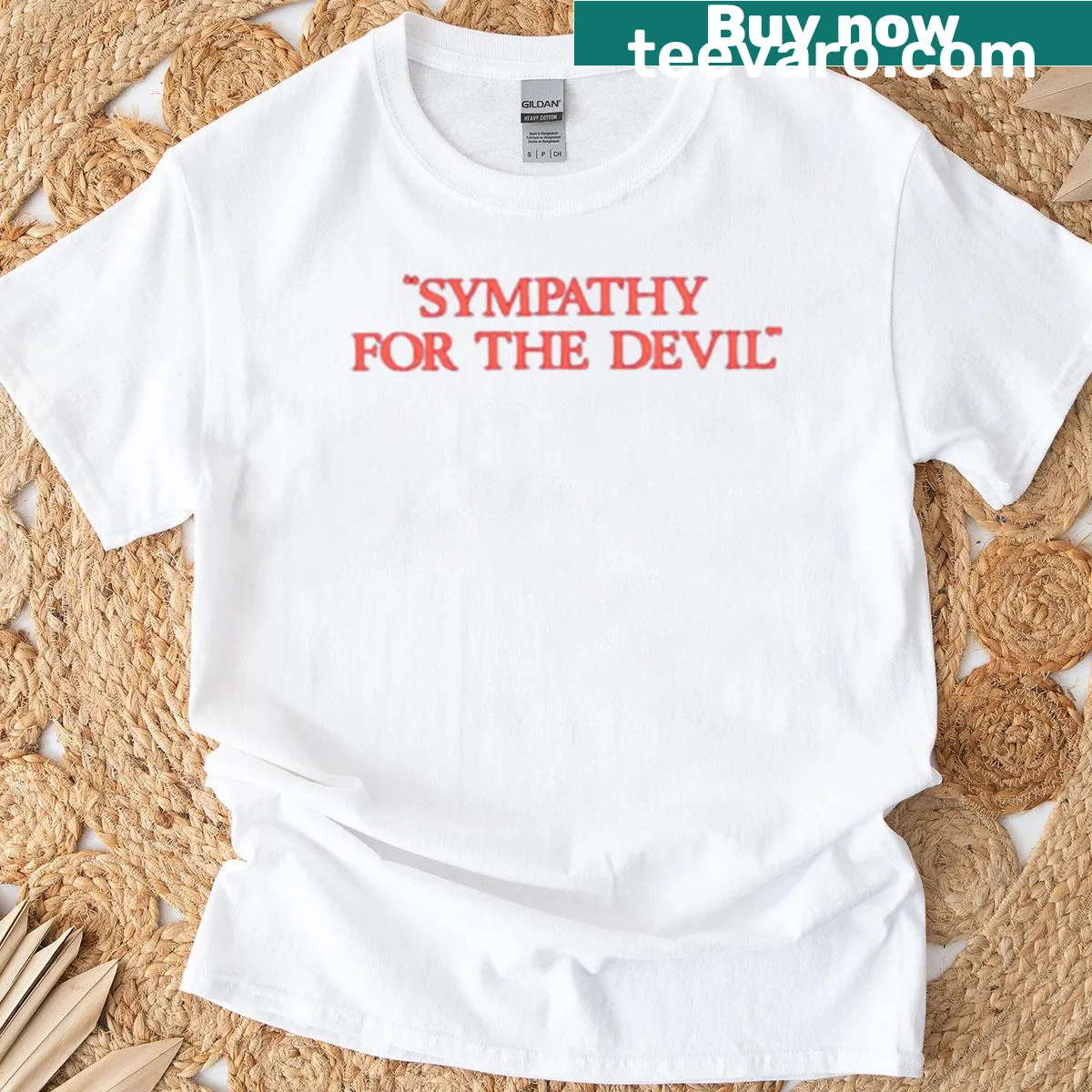 Illustrative Sympathy For The Devil T-shirt featuring bold graphic — on a men's t-shirt