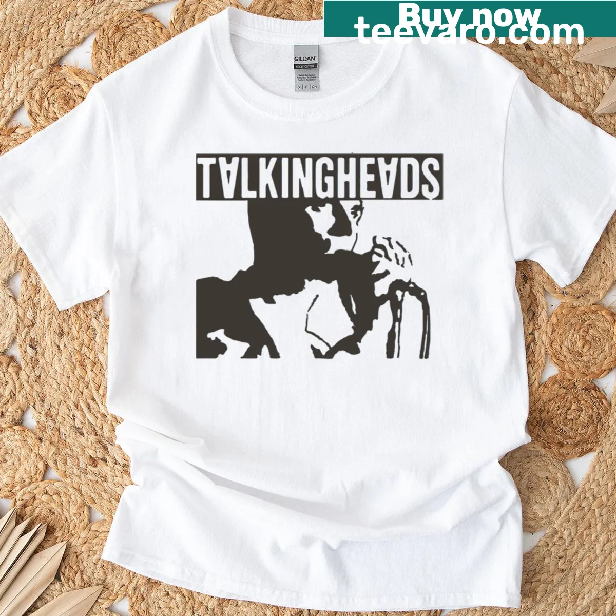 Talking Heads inspired T-shirt featuring a creative design — on a men's t-shirt