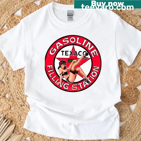 Vintage Texaco Gasoline T-shirt featuring a pin-up graphic