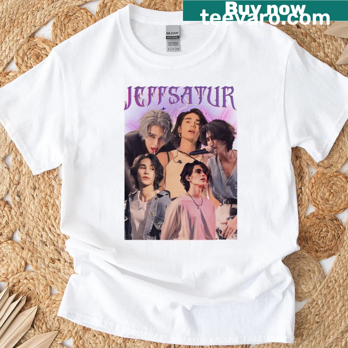 Graphic T-shirt featuring Thai singer actor Jeff Satur — on a men's t-shirt