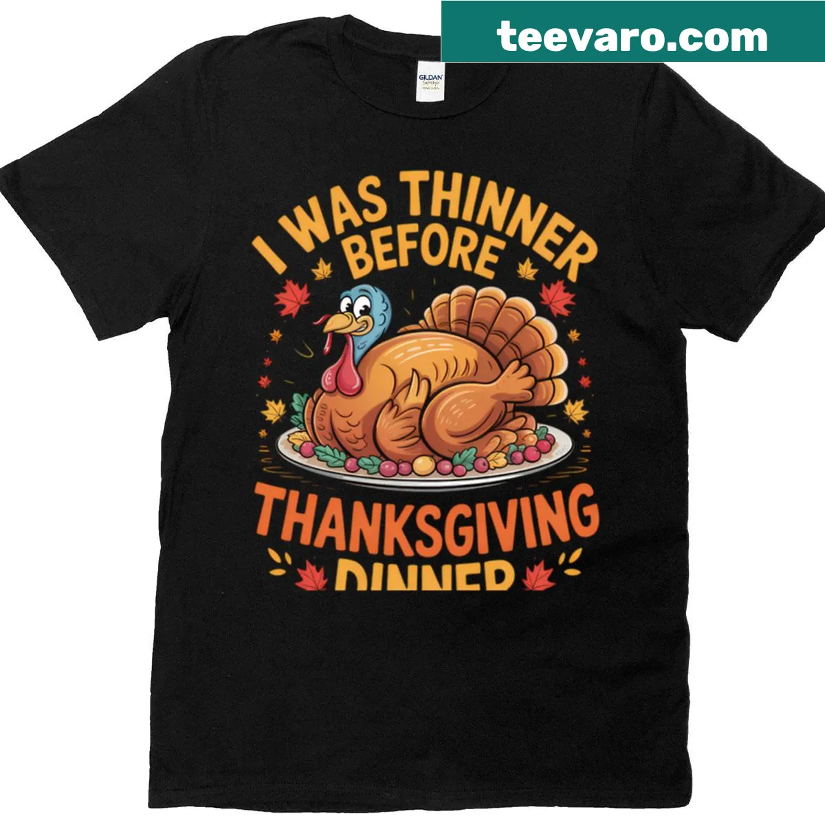 Typography T-shirt featuring the phrase 'Thanksgiving Dinner Gym.' — on a men's t-shirt