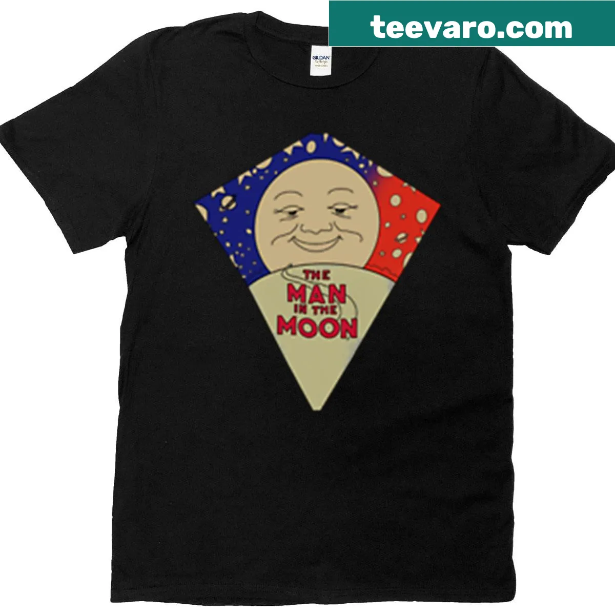Vintage kite design featuring a man in the moon on an oversized t-shirt — on a men's t-shirt