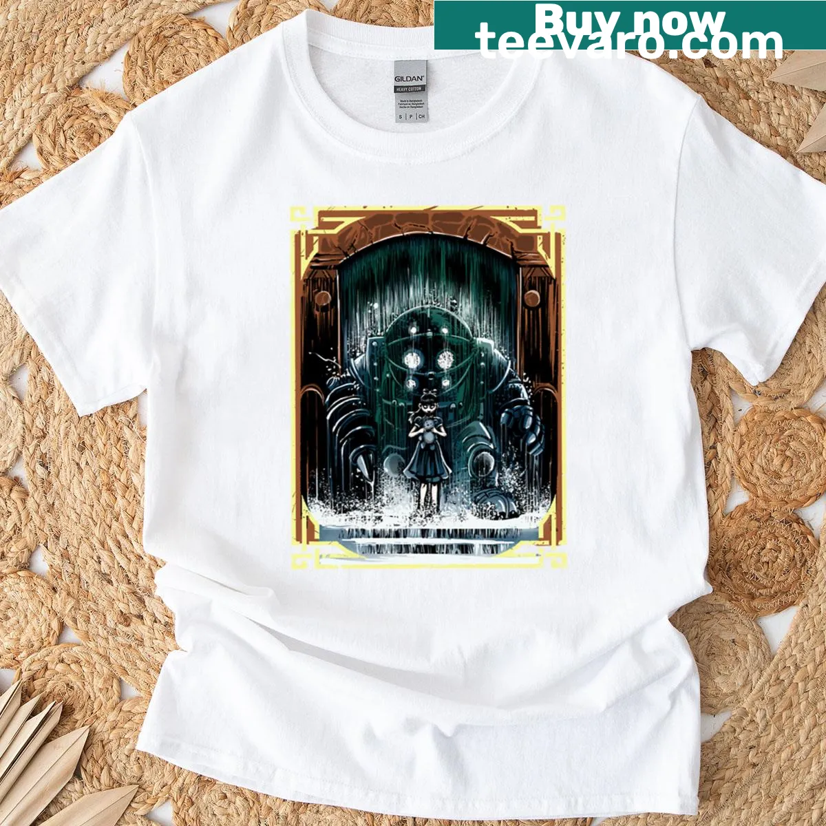 Empowering graphic on The Protector T-shirt — on a men's t-shirt