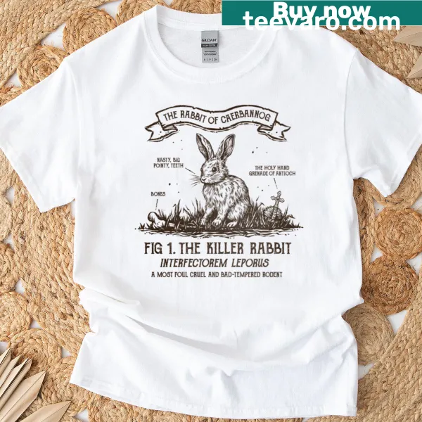 Whimsical Rabbit of Caerbannog graphic on a T-shirt