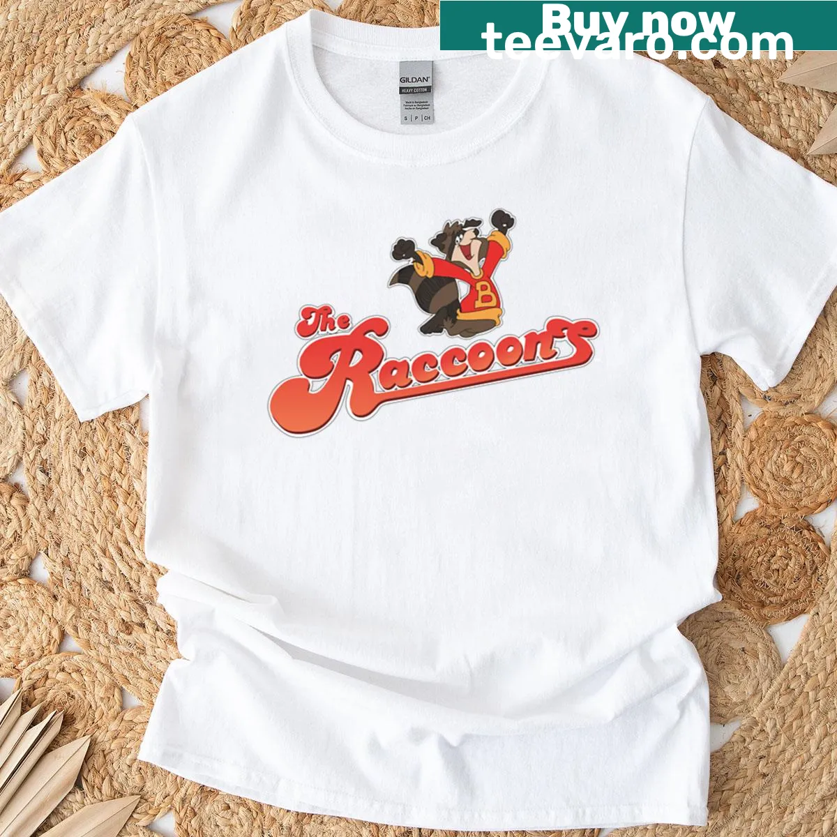 Oversized T-shirt featuring the playful Raccoons logo — on a men's t-shirt