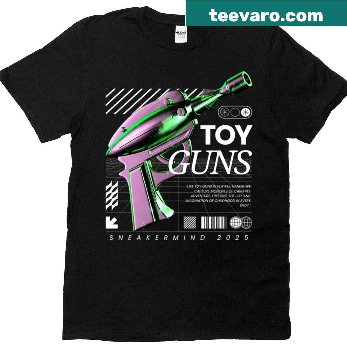 Futuristic T-shirt featuring 'Sneakermind 2025' in a vibrant design. — on a men's t-shirt