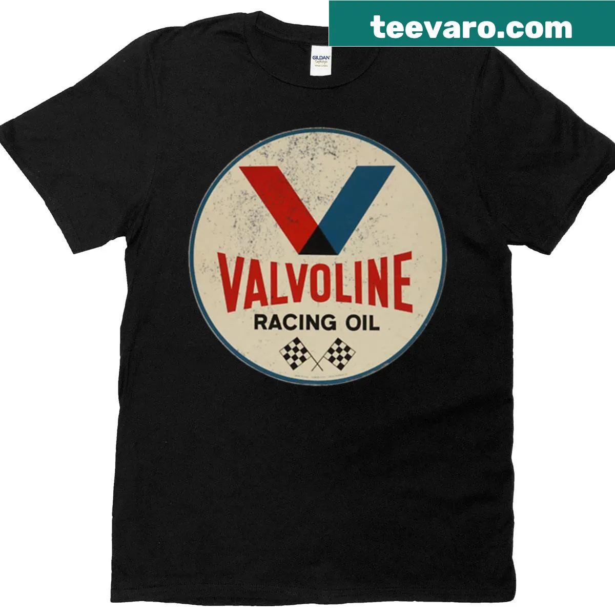 Vintage Valvoline logo graphic on T-shirt. — on a men's t-shirt
