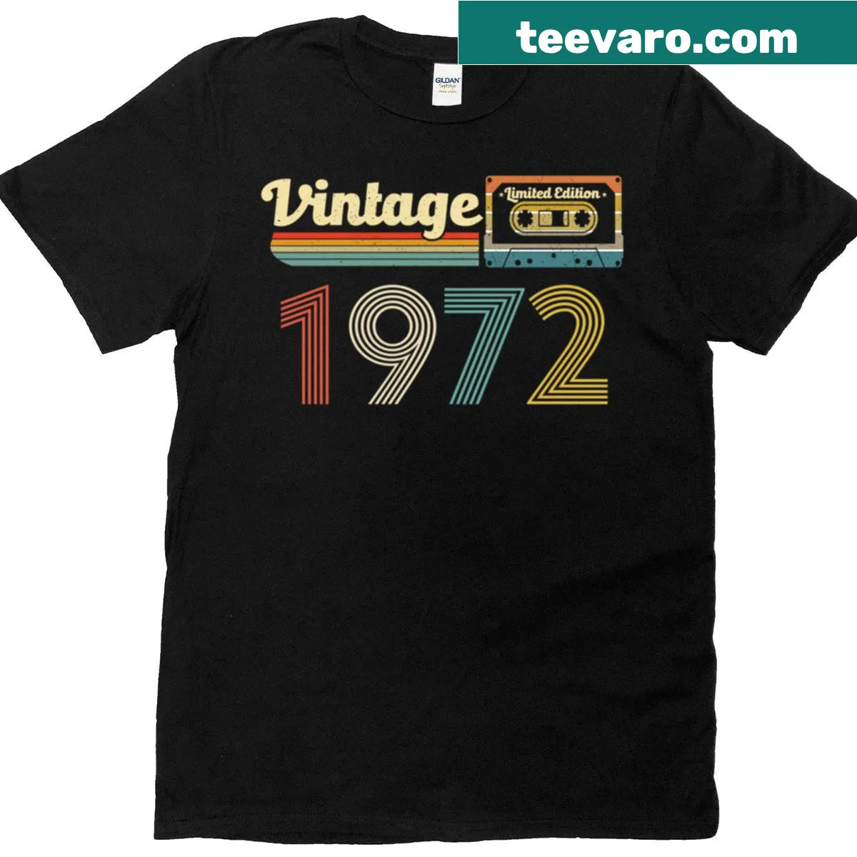 Retro cassette tape graphic on a vintage T-shirt — on a men's t-shirt