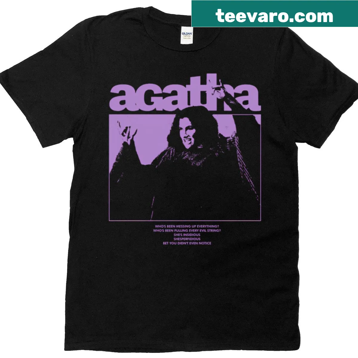 Oversized vintage T-shirt with playful Agatha Christie-inspired design — on a men's t-shirt