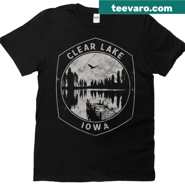 Illustrative design showcasing Clear Lake, Iowa on a t-shirt
