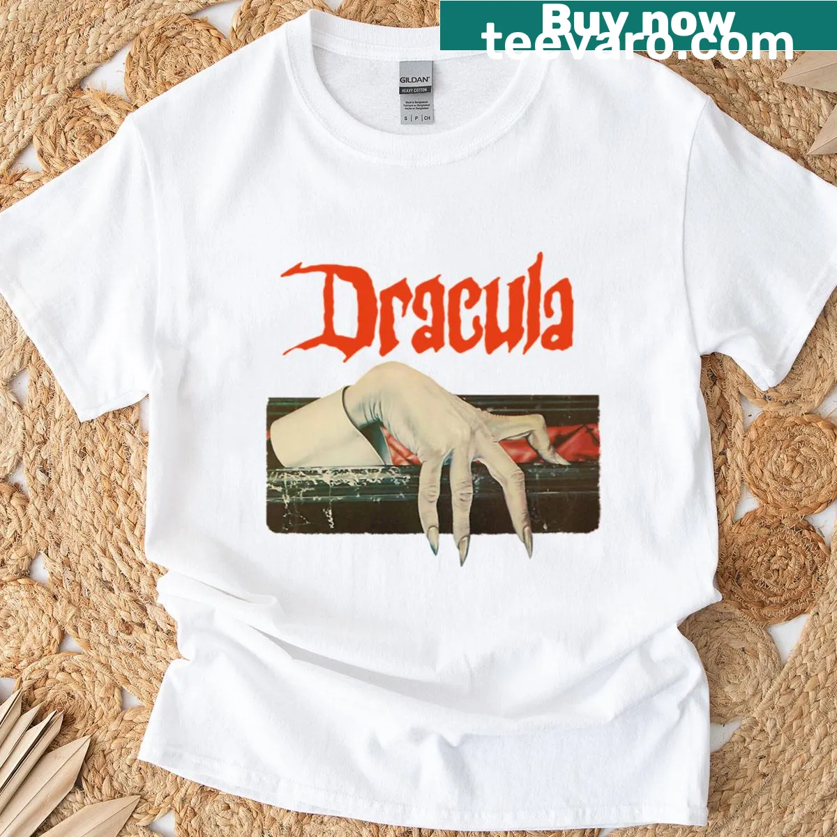 Cartoon-style Vintage Dracula T-shirt with a playful vampire graphic — on a men's t-shirt