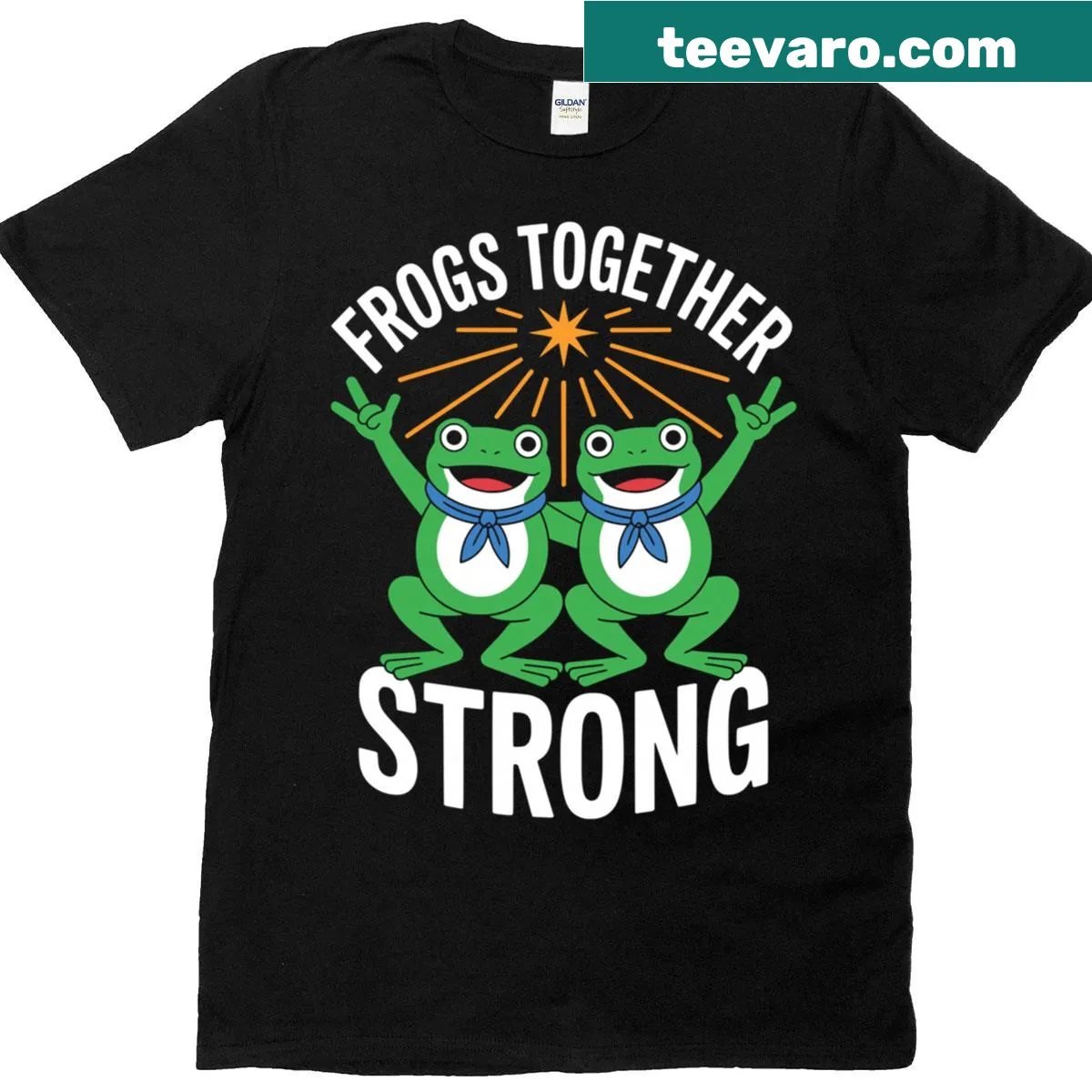 Vintage-style frog graphic with protest message on T-shirt — on a men's t-shirt