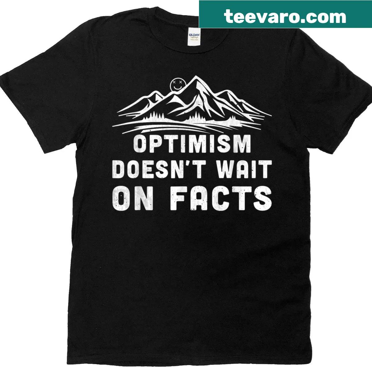 Retro mountain graphic with an inspirational quote on a T-shirt. — on a men's t-shirt