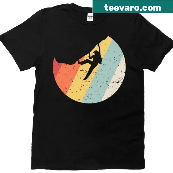 Retro T-shirt featuring a rock climber in vintage style
