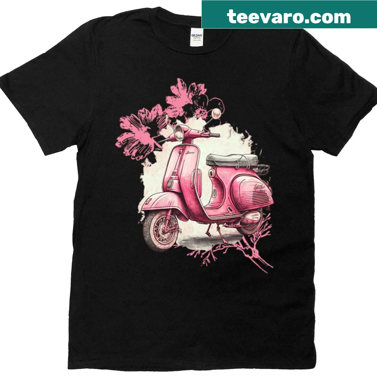 Retro t-shirt featuring a vintage scooter graphic — on a men's t-shirt