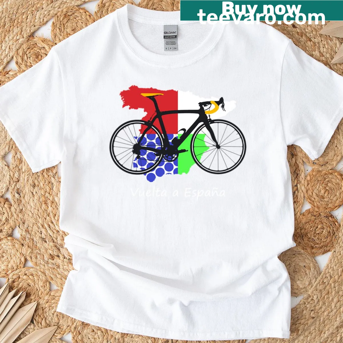 Vintage distressed T-shirt celebrating the Vuelta A Espaa cycling race — on a men's t-shirt