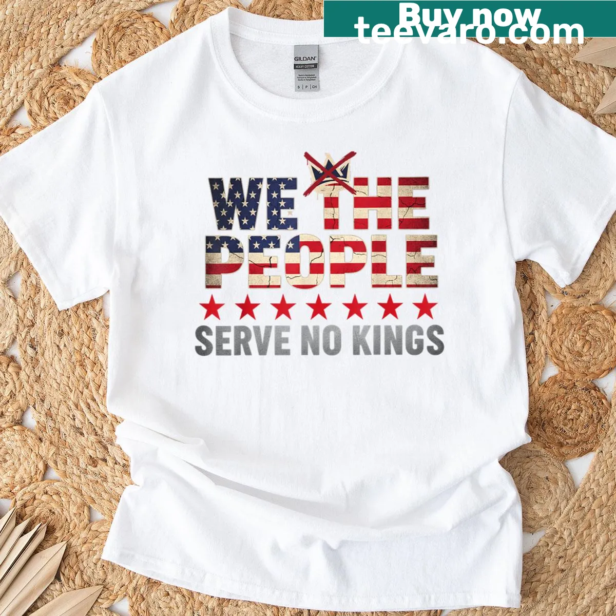 T-shirt with 'We The People Serve No Kings' phrase for democracy. — on a men's t-shirt