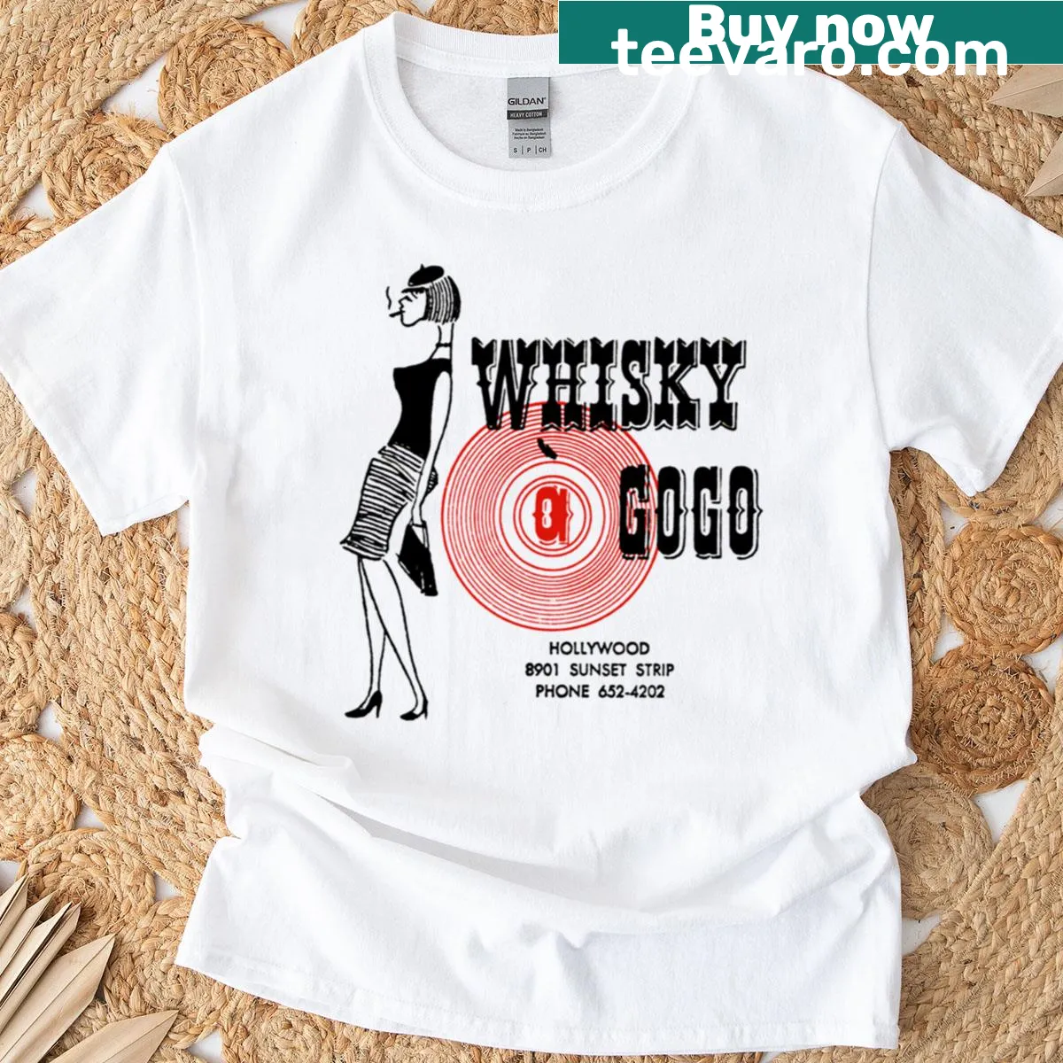 Vintage-style T-shirt featuring a retro music poster design — on a men's t-shirt