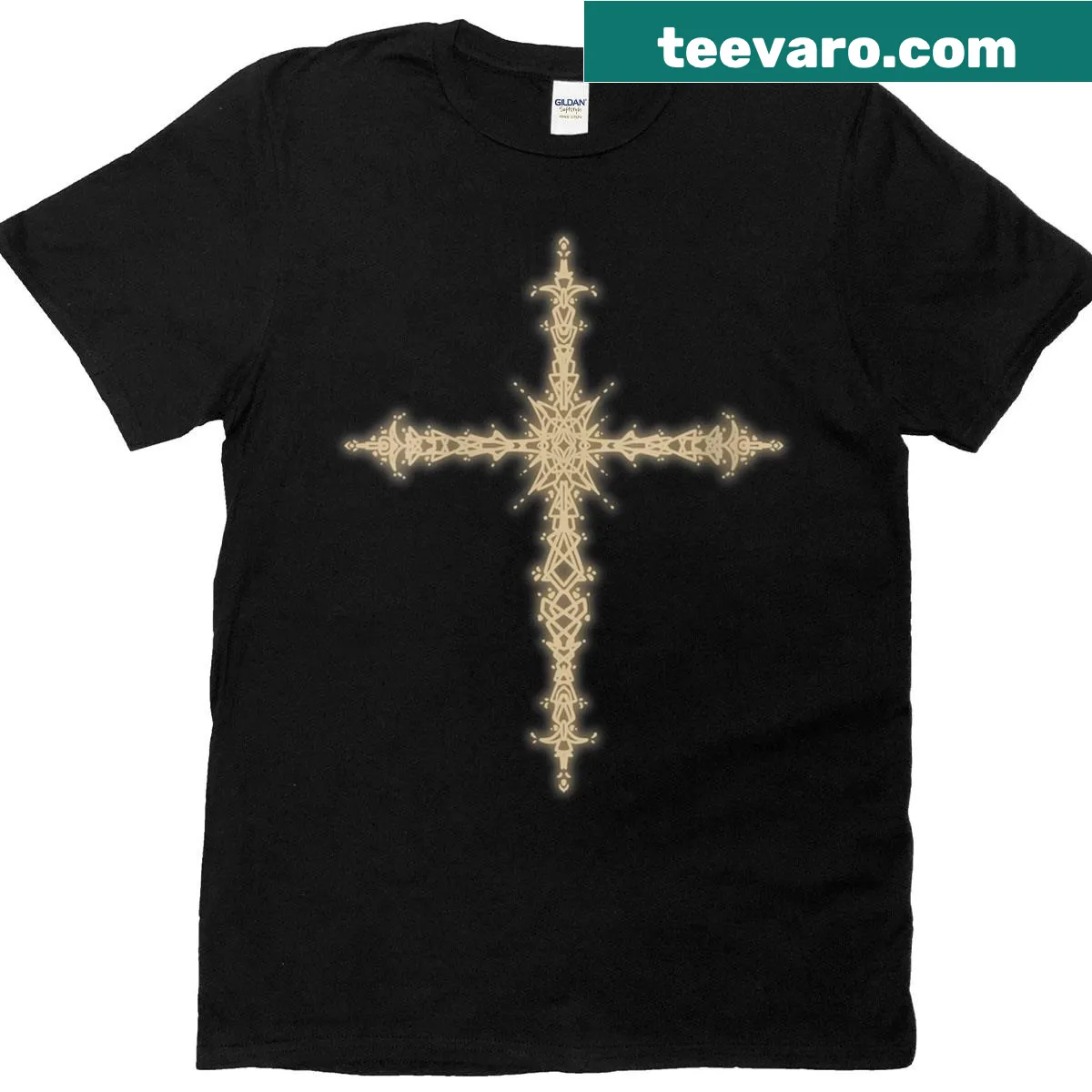 Goth cross design on a women's grunge T-shirt — on a men's t-shirt