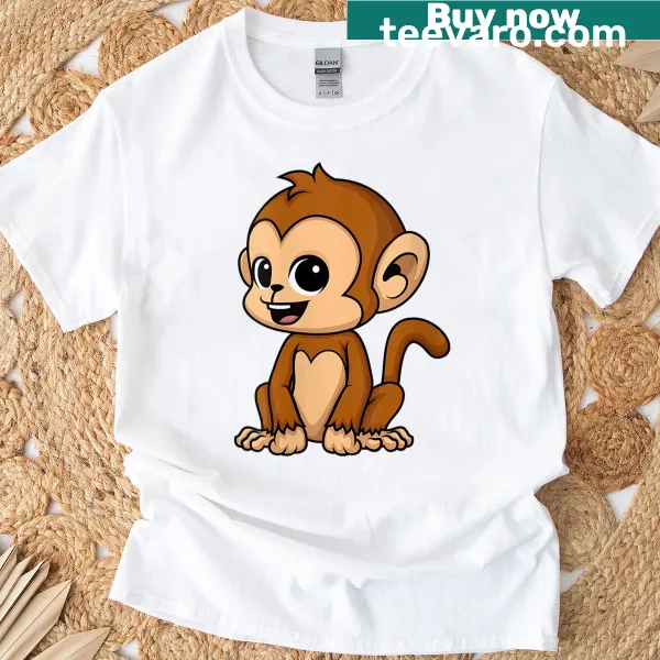 Cute chibi kawaii monkey graphic t-shirt for women