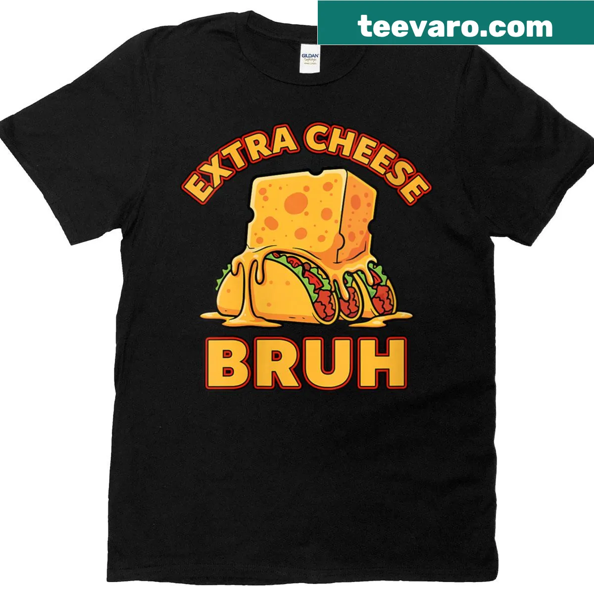 Funny women's t-shirt with a melty taco graphic — on a men's t-shirt