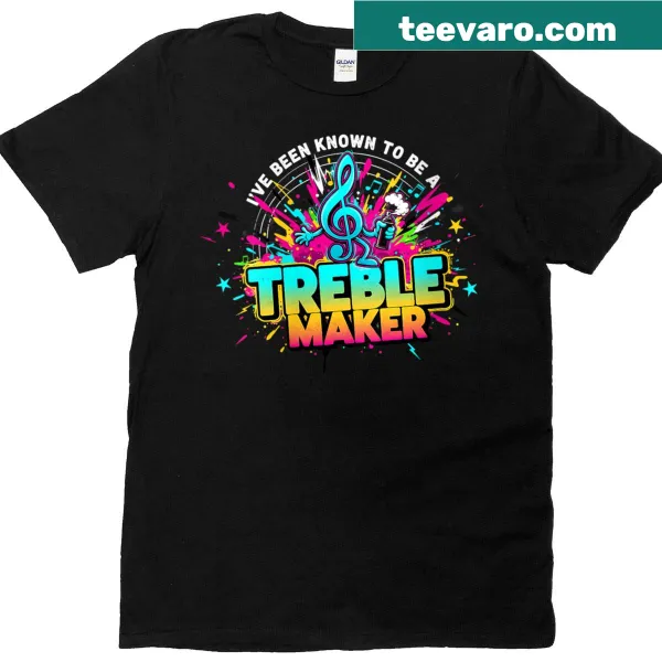 Funny music teacher t-shirt with 'Treble Maker' text