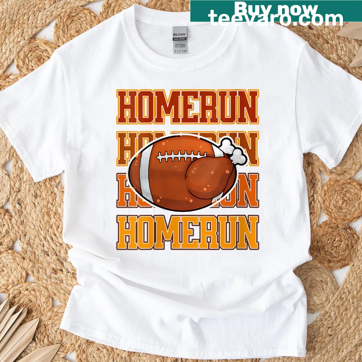 Funny vintage Thanksgiving T-shirt with turkey and football theme — on a men's t-shirt