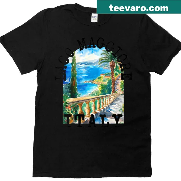Illustration of Lake Maggiore and mountains, celebrating Italian landscapes