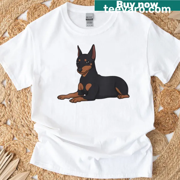 Cute cartoon Mini Pinscher lying down t-shirt for women