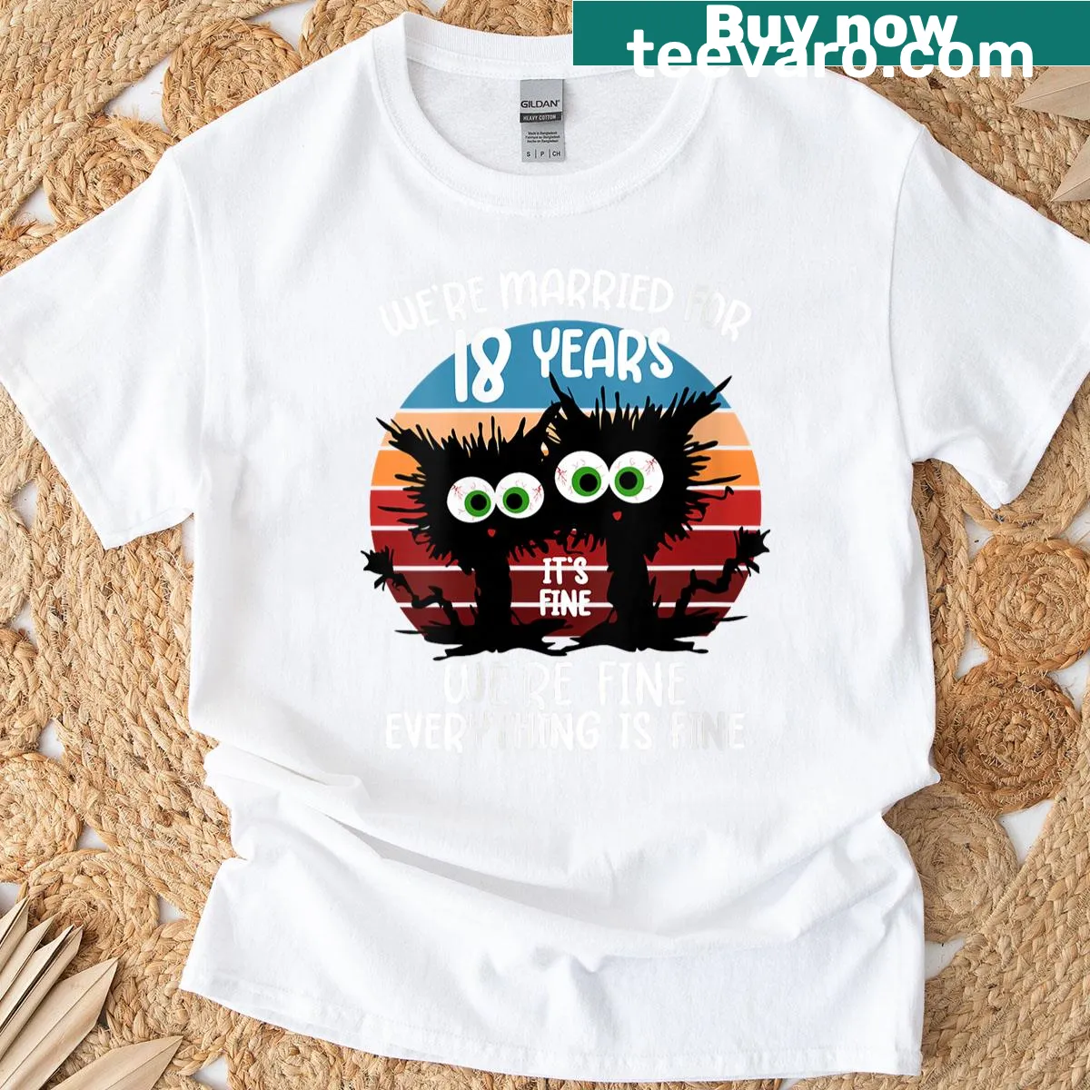 Typography t-shirt celebrating 18 years of marriage — on a men's t-shirt
