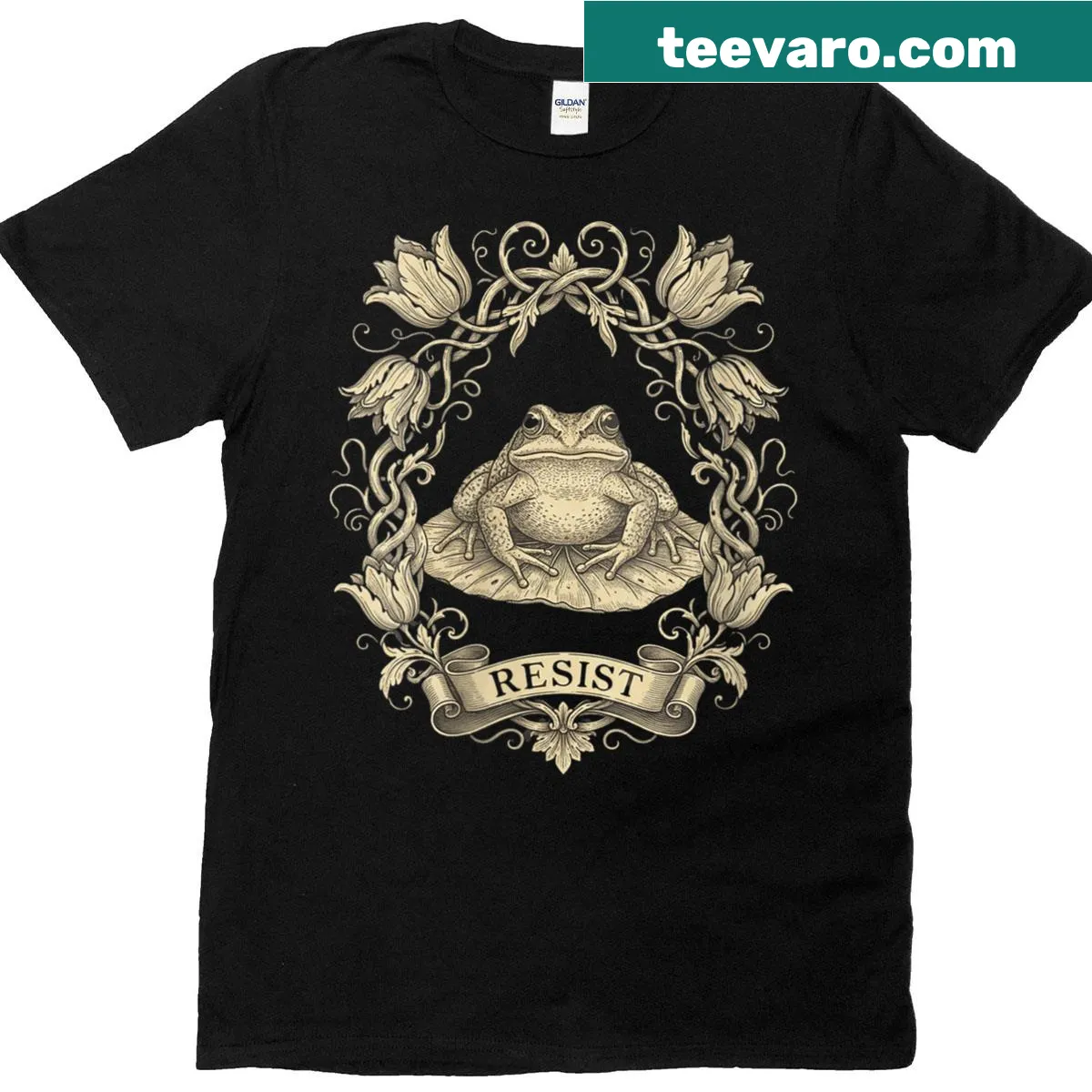 T-shirt with a frog and 'Resist No Kings Day' text, celebrating Portland — on a men's t-shirt