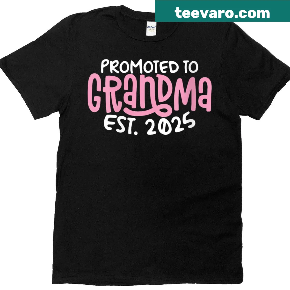 Cute T-shirt with 'Promoted To Grandma Est 2025' text design — on a men's t-shirt