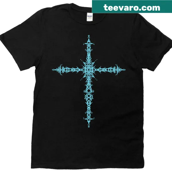Vintage-style T-shirt featuring a goth cross design inspired by 90s alternative fashion