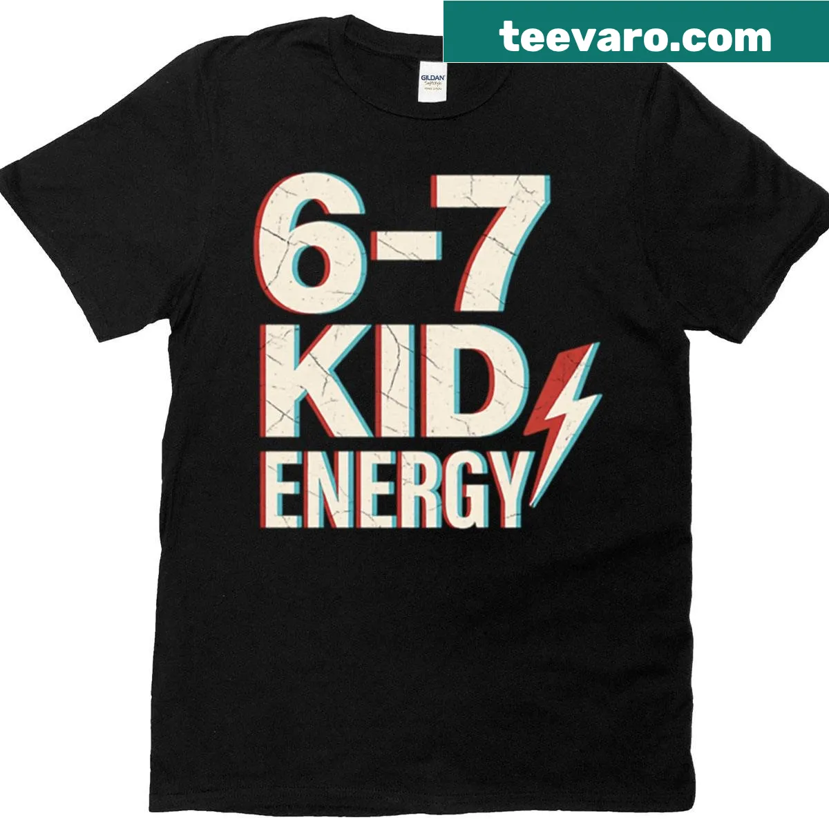 Oversized t-shirt for kids with 'Kid Energy' text — on a men's t-shirt
