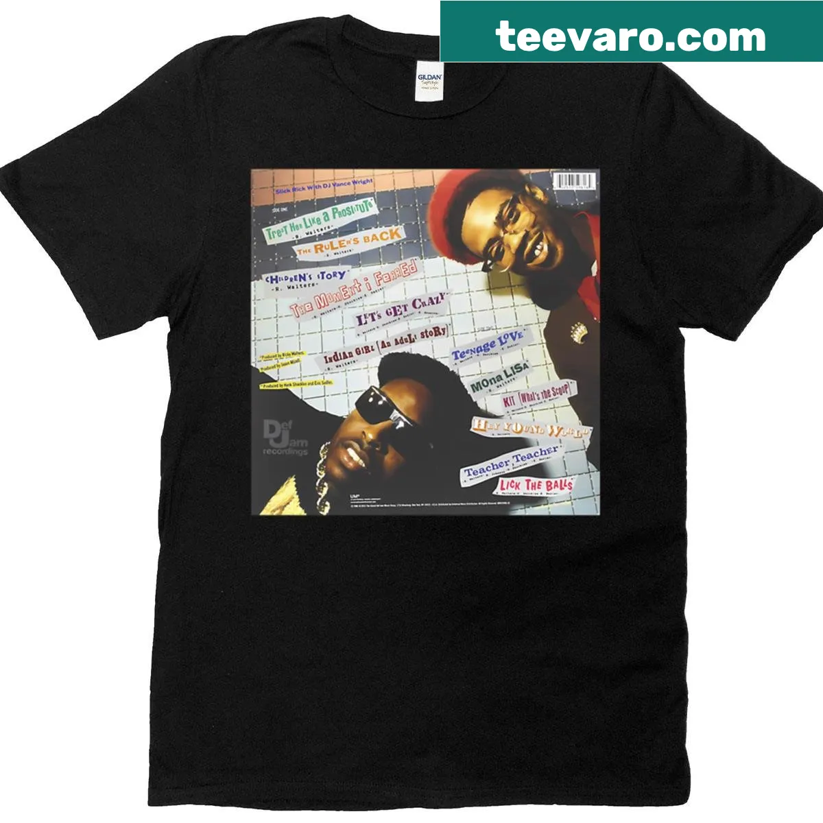 Slick Rick typography design on a T-shirt — on a men's t-shirt