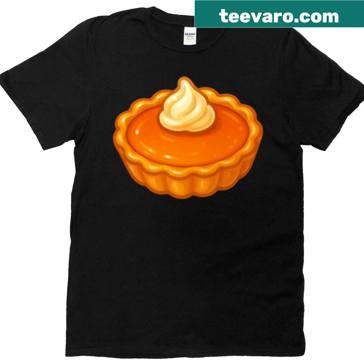 Cute autumn pumpkin pie illustration on a T-shirt — on a men's t-shirt