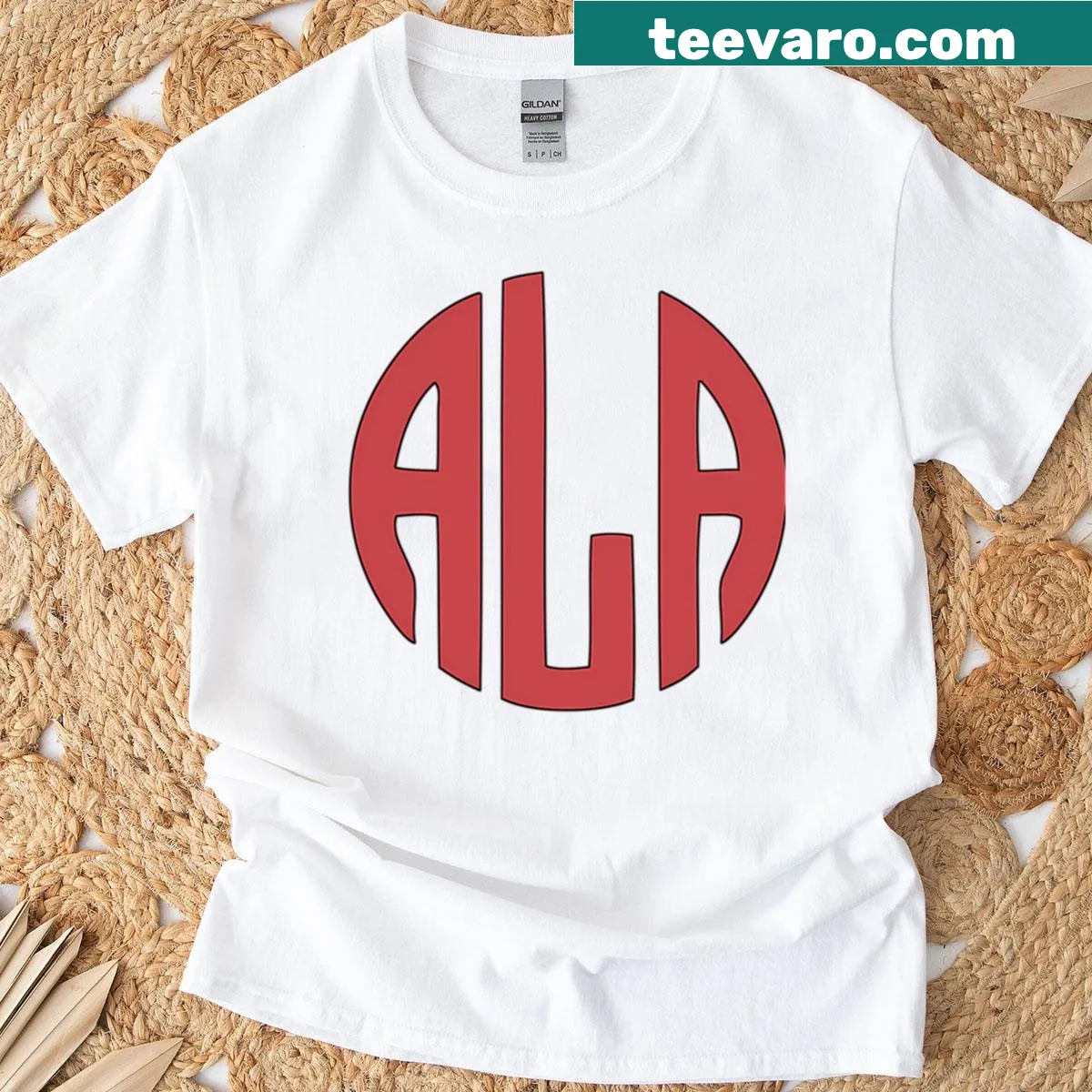 T-shirt with 'AL' Alabama state abbreviation — on a men's t-shirt