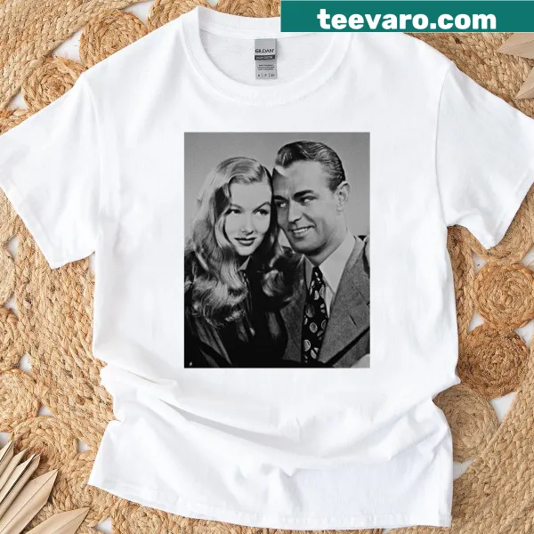 Vintage-style T-shirt featuring Alan Ladd and Veronica Lake in a classic film homage