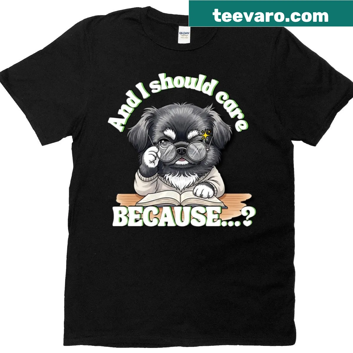 Sarcastic dog-themed t-shirt with a clever phrase and minimalist graphic — on a men's t-shirt