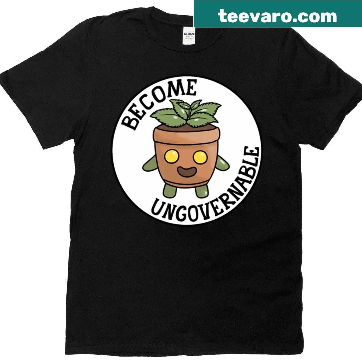 Text-based graphic with the phrase 'Become Ungovernable Encourage' — on a men's t-shirt