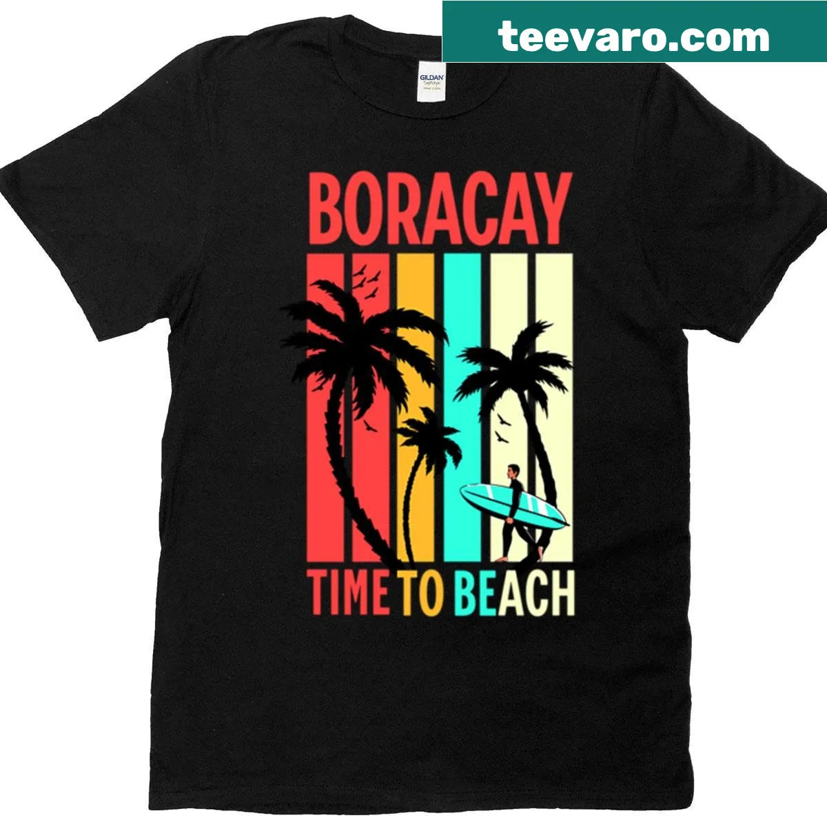 T-shirt celebrating Boracay and beach vibes — on a men's t-shirt