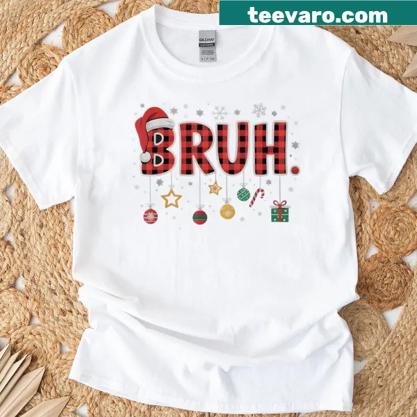 Funny bruh Christmas graphic t-shirt for kids