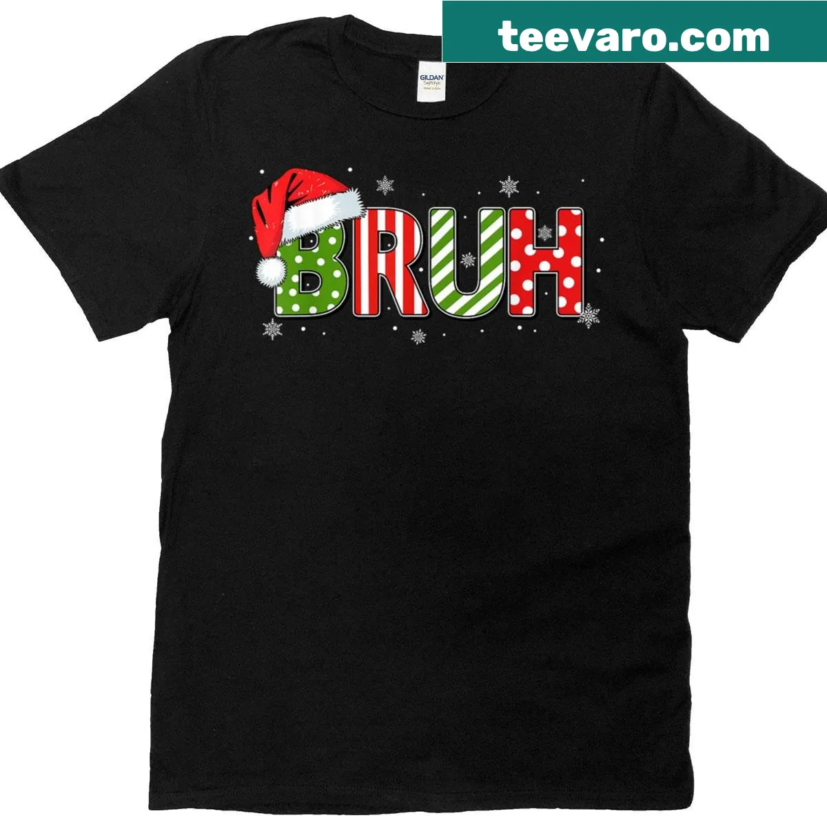 Funny Christmas shirt featuring the 'Bruh' meme — on a men's t-shirt