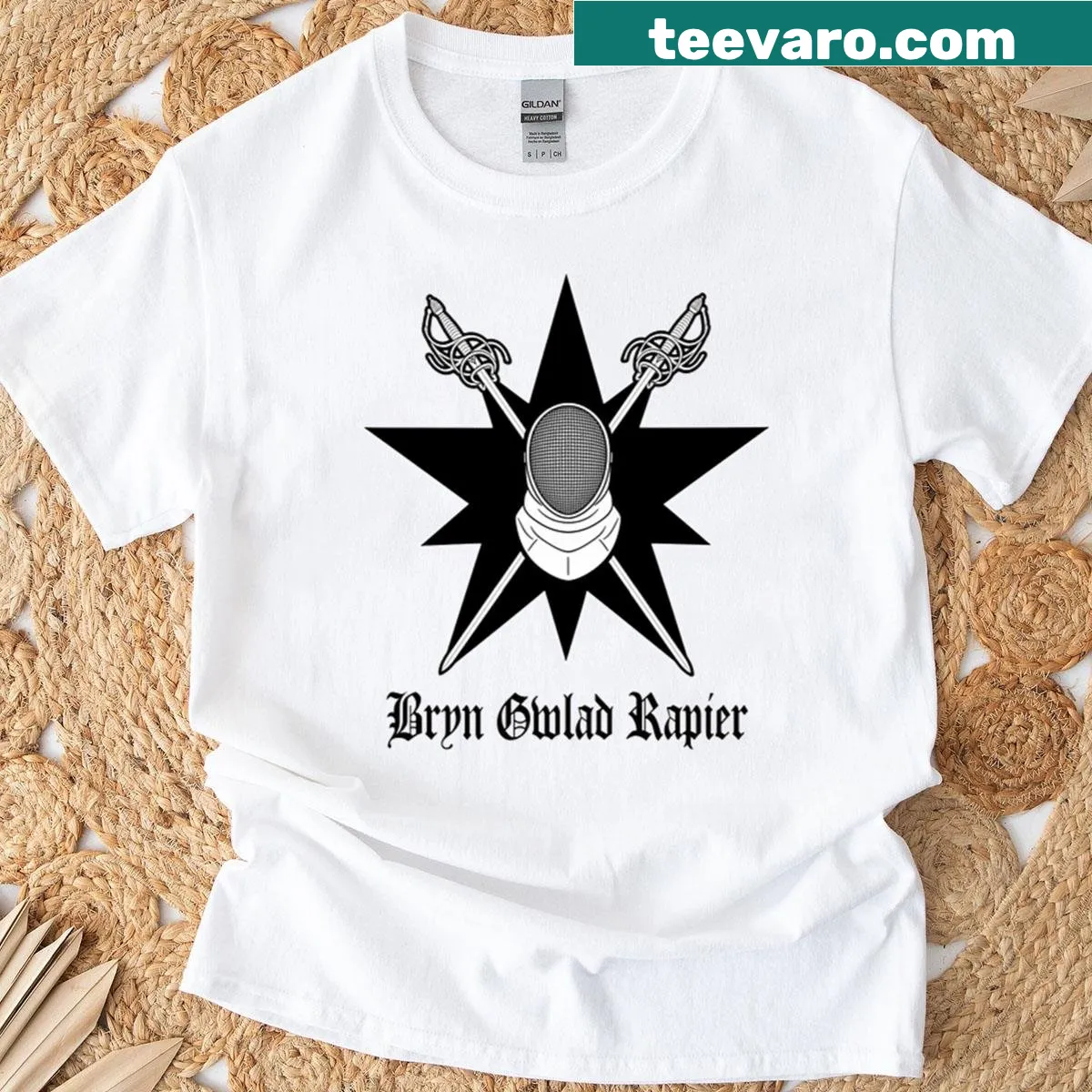 Illustration of a rapier on a t-shirt — on a men's t-shirt