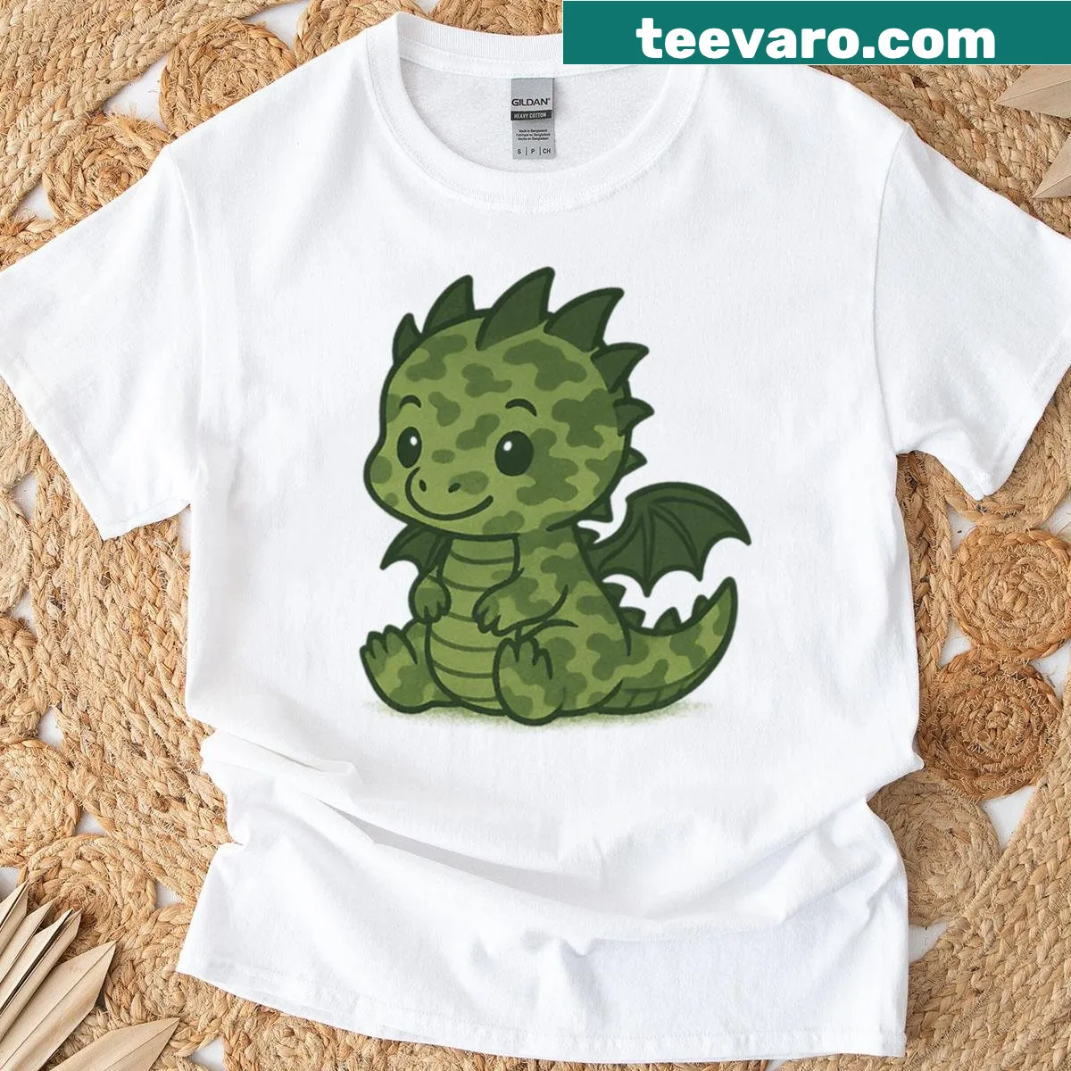 Cute baby dragon graphic t-shirt — on a men's t-shirt