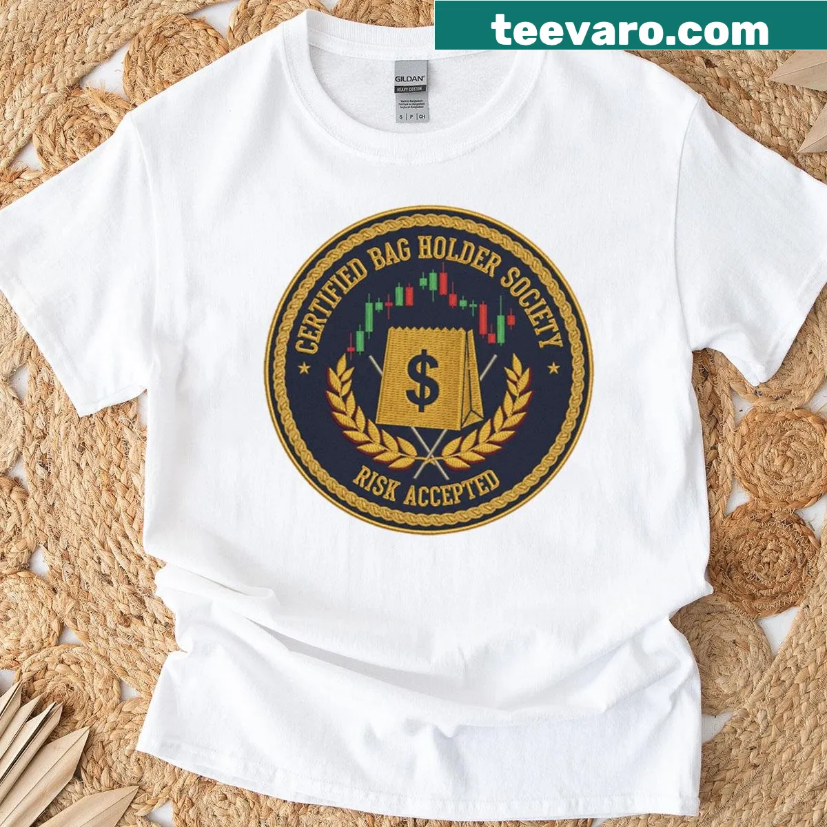 Funny graphic t-shirt with 'Certified Bag Holder Society' text — on a men's t-shirt