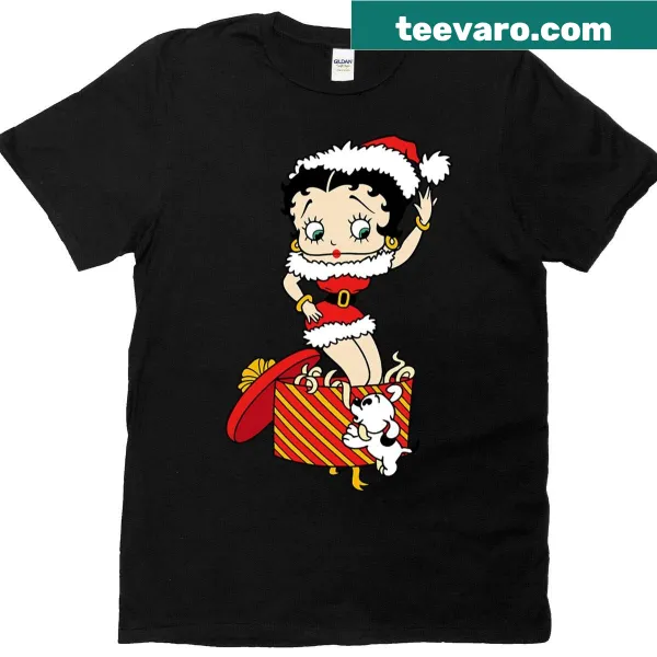 Cute Christmas t-shirt featuring Betty Boop in holiday attire